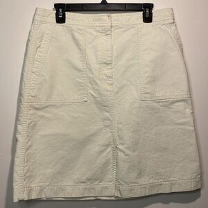 J. Crew- Midi Front Slit Light Khaki Skirt w/ Large Pockets 100% Cotton- Size 12